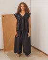 BASERANGE French organic cotton cable knit casual pants BAS-TRCA-PO-SU25-HEI Black